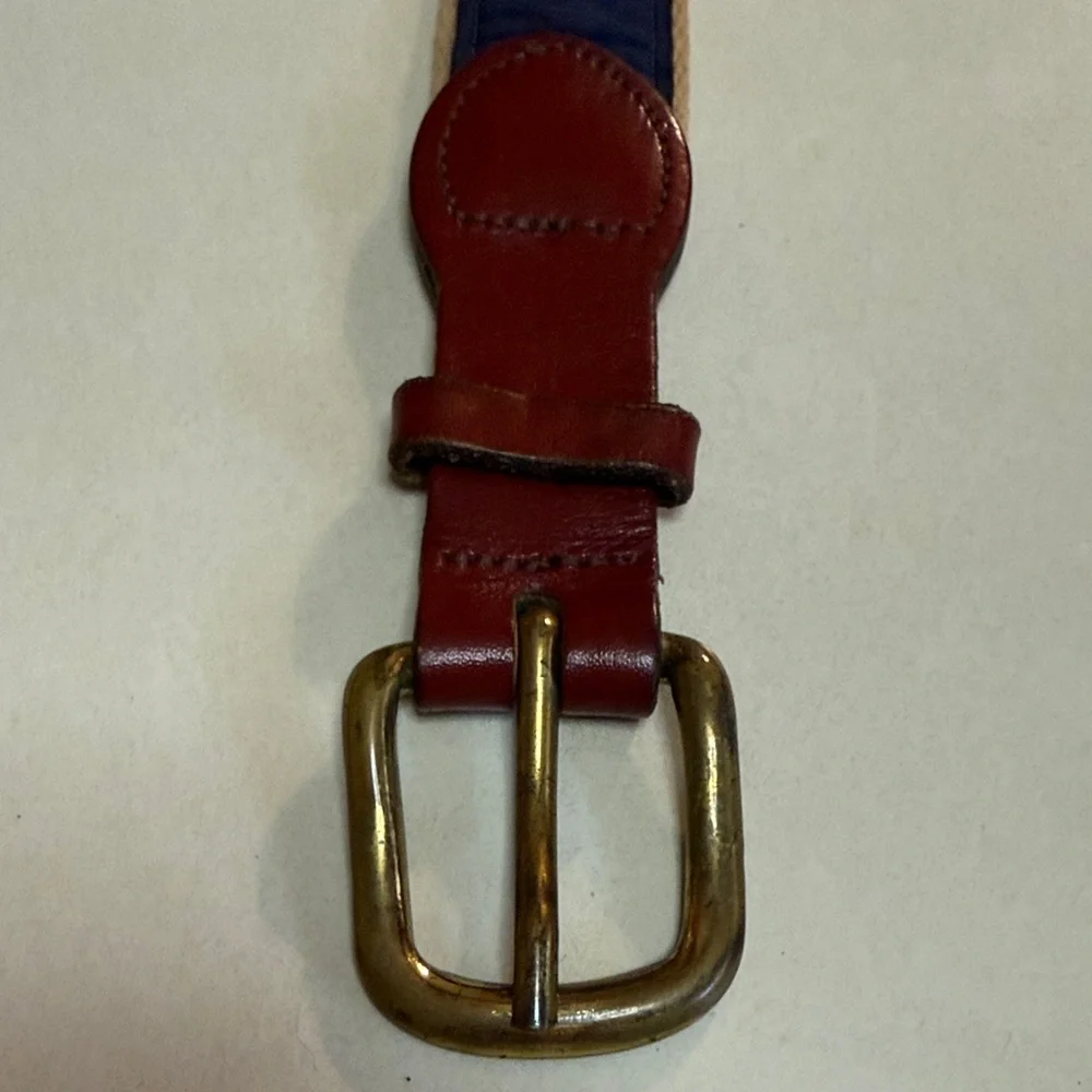 Boy’s Leather and Canvas Navy Blue Swordfish Belt 37”